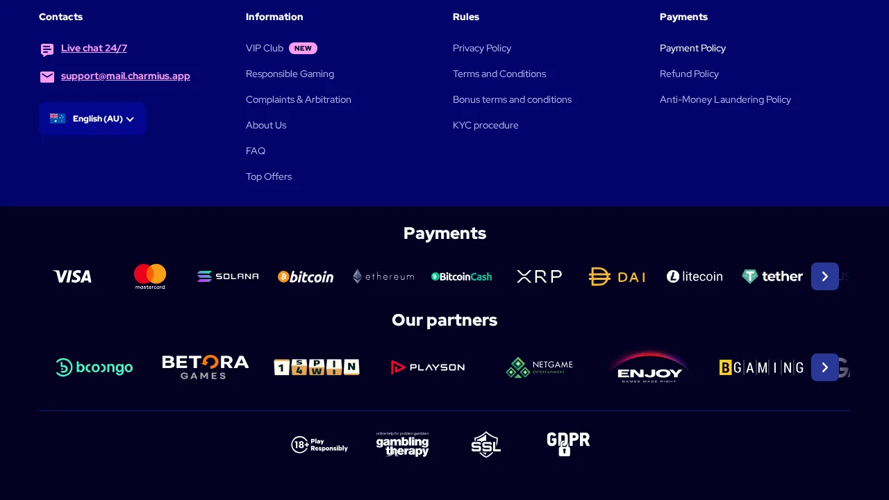 Charmius payment options